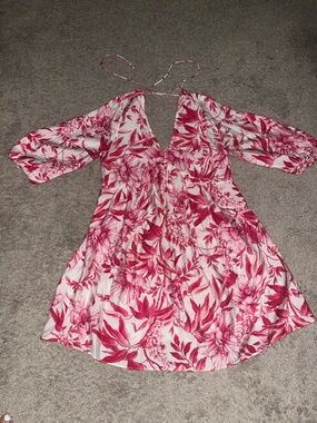 H&M White Dress with Pink Floral Print